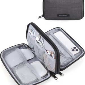 BAGSMART Electronics Organizer Travel Case, Cable Charger Cord Tech Organizer Pouch for Phone Charger Accessories, Black