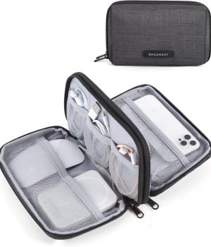 BAGSMART Electronics Organizer Travel Case, Cable Charger Cord Tech Organizer Pouch for Phone Charger Accessories, Black